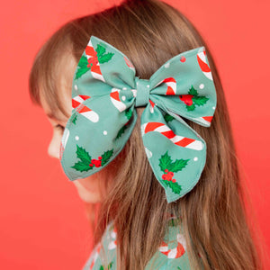 Baby Kids Bamboo Pajamas — Candy Cane Lane Woven Alligator Clip — Image 1
