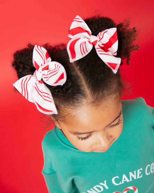 Baby Kids Bamboo Pajamas — Candy Cane Lane Woven Piggy Clip Set — Image 1