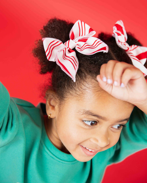 Baby Kids Bamboo Pajamas — Candy Cane Lane Woven Piggy Clip Set — Image 5