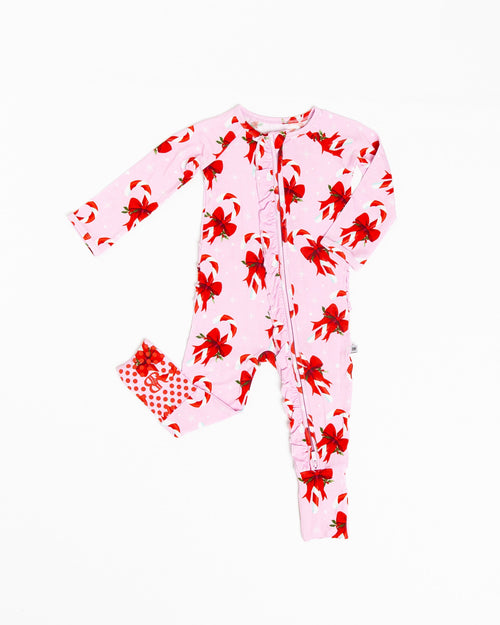 Baby Kids Bamboo Pajamas — Cane You Believe It Convertible Ruffle Romper — Image 2