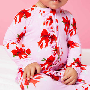 Baby Kids Bamboo Pajamas — Cane You Believe It Convertible Ruffle Romper — Image 1