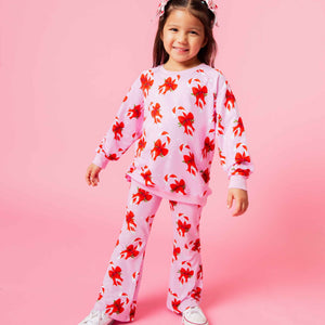 Baby Kids Bamboo Pajamas — Cane You Believe It Crew Neck Sweatshirt & Bell Bottoms Set — Image 1