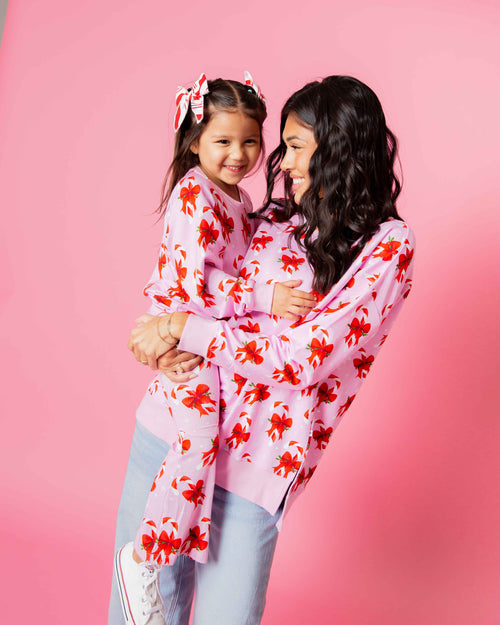 Baby Kids Bamboo Pajamas — Cane You Believe It Crew Neck Sweatshirt & Bell Bottoms Set — Image 4
