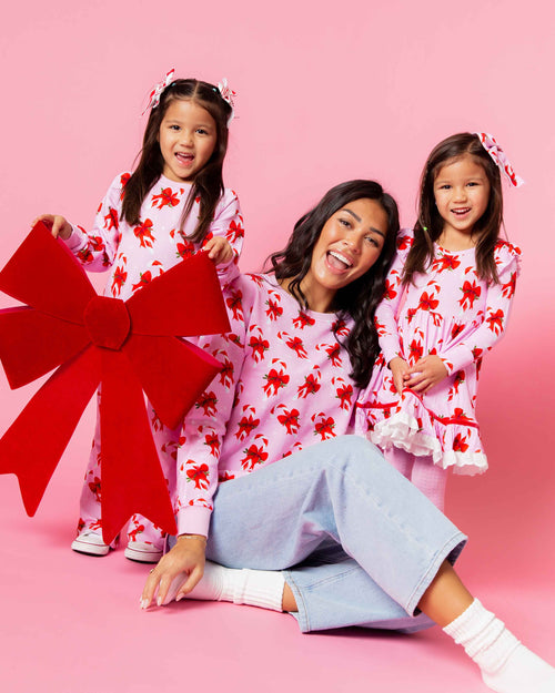 Baby Kids Bamboo Pajamas — Cane You Believe It Crew Neck Sweatshirt & Bell Bottoms Set — Image 9
