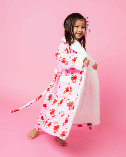 Baby Kids Bamboo Pajamas — Cane You Believe It Kids Plush Robe — Image 3