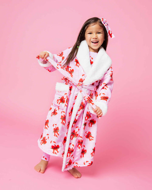 Baby Kids Bamboo Pajamas — Cane You Believe It Kids Plush Robe — Image 1