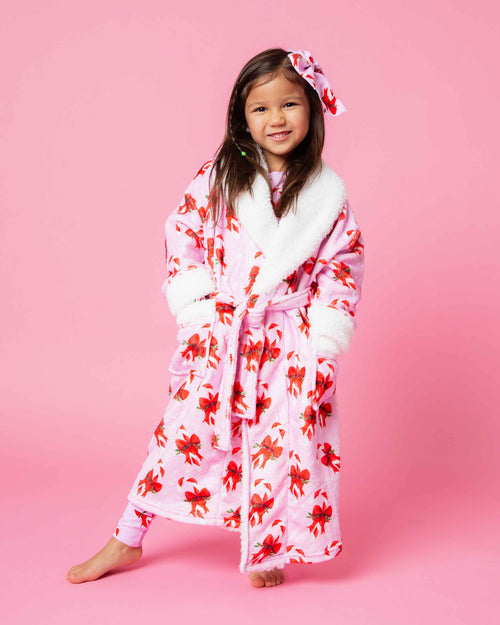 Baby Kids Bamboo Pajamas — Cane You Believe It Kids Plush Robe — Image 5