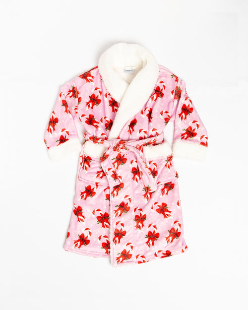 Baby Kids Bamboo Pajamas — Cane You Believe It Kids Plush Robe — Image 2