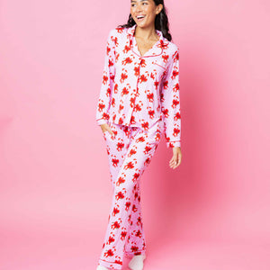 Baby Kids Bamboo Pajamas — Cane You Believe It Women's Long Sleeve Collar Shirt & Pants Pajama Set — Image 1