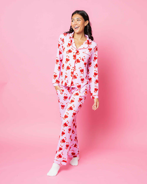 Baby Kids Bamboo Pajamas — Cane You Believe It Women's Long Sleeve Collar Shirt & Pants Pajama Set — Image 1