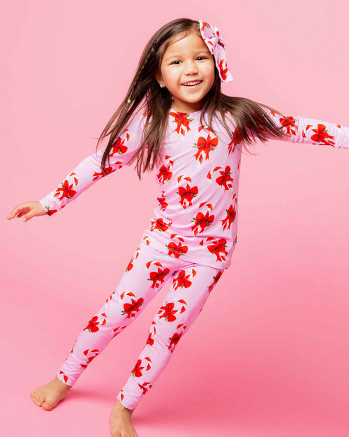 Baby Kids Bamboo Pajamas — Cane You Believe It Long Sleeve Pajama Set — Image 1