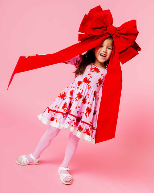 Baby Kids Bamboo Pajamas — Cane You Believe It Long Sleeve Party Dress & Shorts Set — Image 8