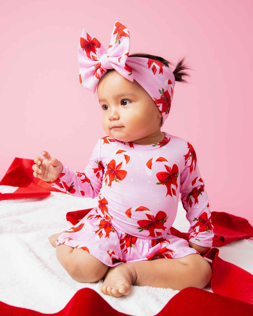 Baby Kids Bamboo Pajamas — Cane You Believe It Long Sleeve Ruffle Dress — Image 3