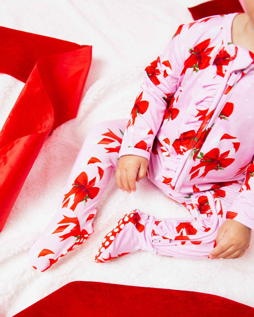 Baby Kids Bamboo Pajamas — Cane You Believe It Ruffle Footie — Image 3