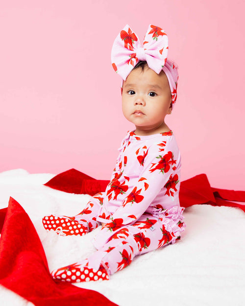 Baby Kids Bamboo Pajamas — Cane You Believe It Ruffle Footie — Image 7
