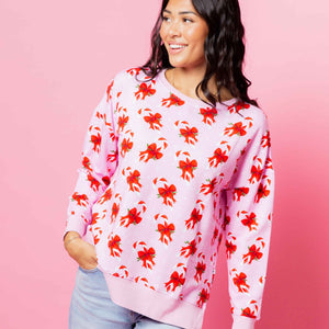 Baby Kids Bamboo Pajamas — Cane You Believe It Women's Crew Neck Sweatshirt — Image 1