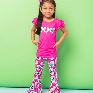 Baby Kids Bamboo Pajamas — The Powerpuff Girls™ Cap Sleeve Top & Bell Bottoms Set — Image 1