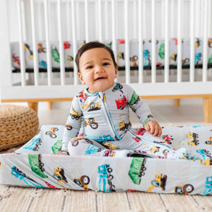 Baby Kids Bamboo Pajamas — Keep on Truckin' Changing Pad Cover — Image 1