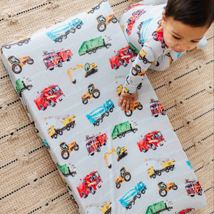 Baby Kids Bamboo Pajamas — Keep on Truckin' Changing Pad Cover — Image 1
