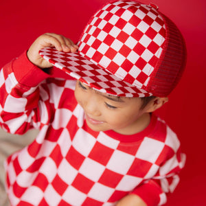 Baby Kids Bamboo Pajamas — Check YES, Valentine Hat — Image 1