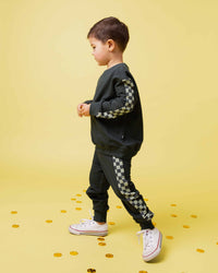 Baby Kids Bamboo Pajamas — Check Your Luck Relaxed Fit Jogger Set — Image 1
