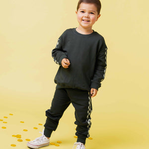 Baby Kids Bamboo Pajamas — Check Your Luck Relaxed Fit Jogger Set — Image 1