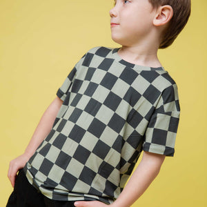 Baby Kids Bamboo Pajamas — Check Your Luck T-Shirt — Image 1