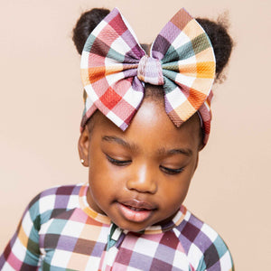 Baby Kids Bamboo Pajamas — Checkered & Charmed Biggie Bow — Image 1