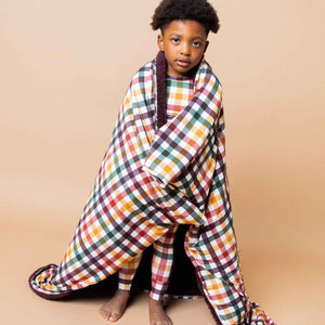 Baby Kids Bamboo Pajamas — Checkered & Charmed Bum Bum Blanket- Plush — Image 5