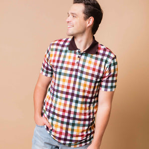 Baby Kids Bamboo Pajamas — Checkered & Charmed Men's Polo — Image 1