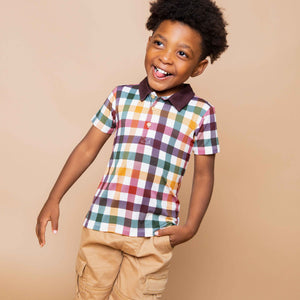 Baby Kids Bamboo Pajamas — Checkered & Charmed Boys Polo — Image 1