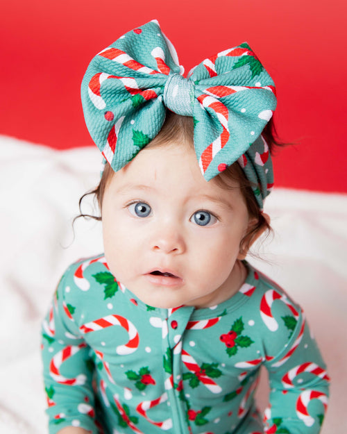 Baby Kids Bamboo Pajamas — Candy Cane Lane Footie — Image 7