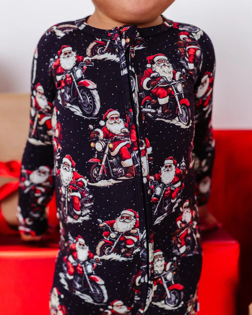 Baby Kids Bamboo Pajamas — Clausin' Trouble Convertible Romper — Image 6