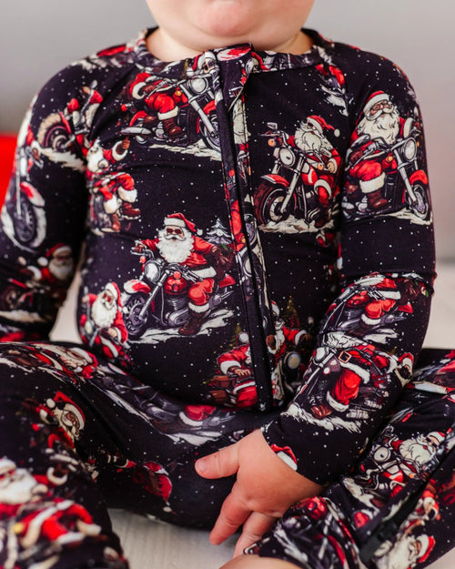 Baby Kids Bamboo Pajamas — Clausin' Trouble Convertible Romper — Image 2