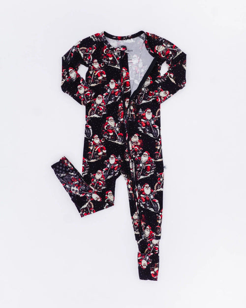 Baby Kids Bamboo Pajamas — Clausin' Trouble Convertible Romper — Image 4