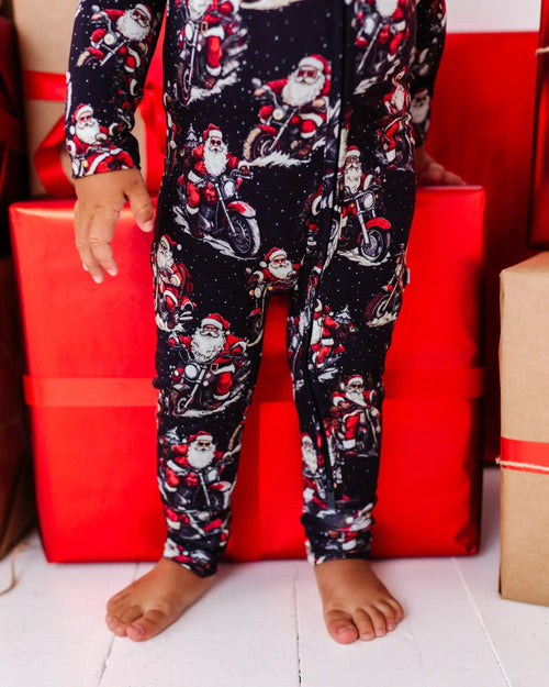 Baby Kids Bamboo Pajamas — Clausin' Trouble Convertible Romper — Image 9