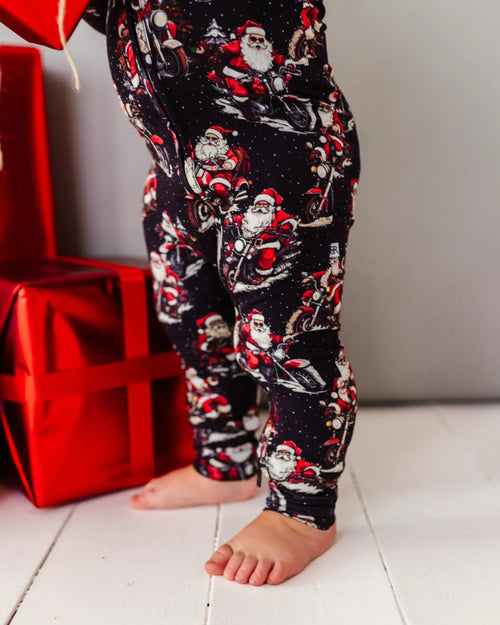 Baby Kids Bamboo Pajamas — Clausin' Trouble Convertible Romper — Image 11