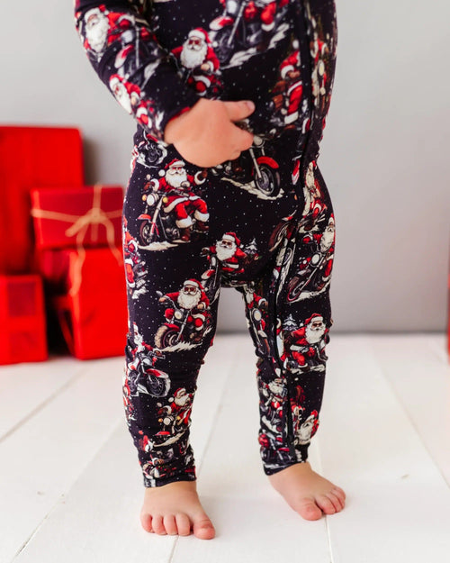 Baby Kids Bamboo Pajamas — Clausin' Trouble Convertible Romper — Image 15