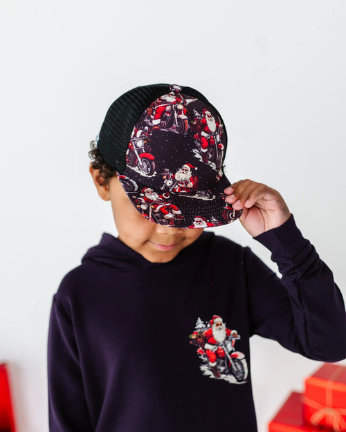 Baby Kids Bamboo Pajamas — Clausin' Trouble Hat — Image 1