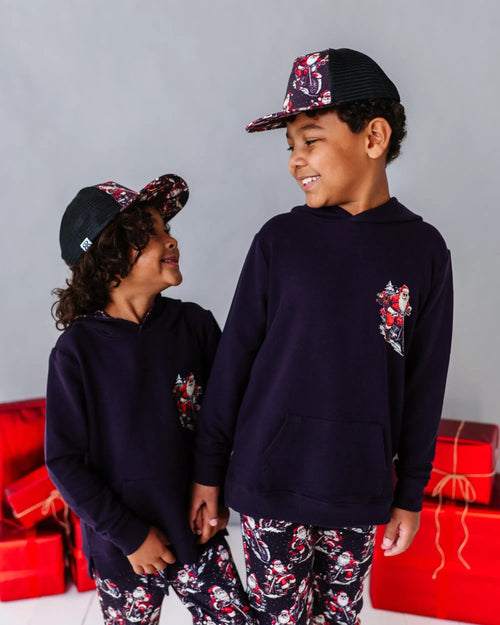 Baby Kids Bamboo Pajamas — Clausin' Trouble Hooded Jogger Set — Image 7