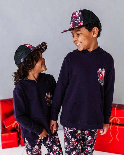 Baby Kids Bamboo Pajamas — Clausin' Trouble Hooded Jogger Set — Image 17