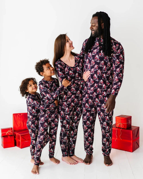 Baby Kids Bamboo Pajamas — Clausin' Trouble Men's Long Sleeve Shirt — Image 2