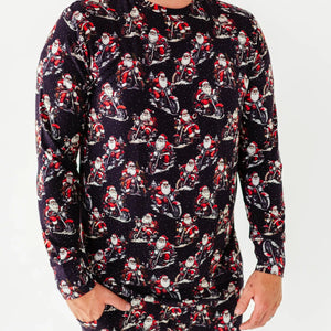 Bums & Roses - Baby & Kids Bamboo Pajamas - Clausin' Trouble Men's Long Sleeve Shirt - Image 1