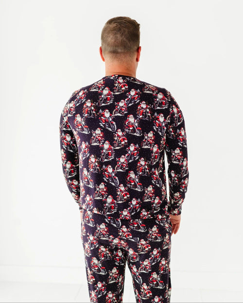 Baby Kids Bamboo Pajamas — Clausin' Trouble Men's Long Sleeve Shirt — Image 4