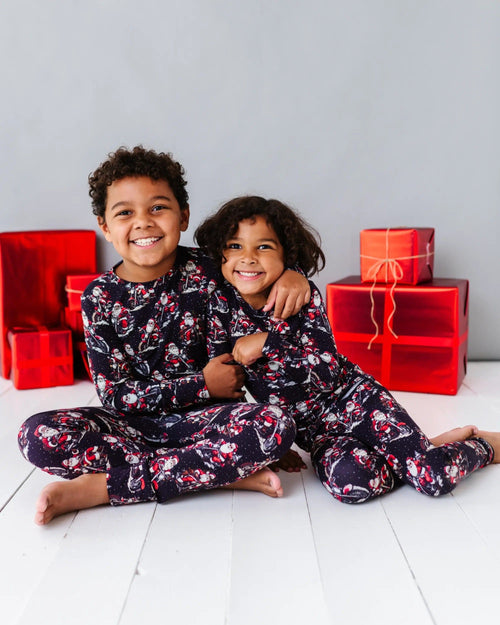 Baby Kids Bamboo Pajamas — Clausin' Trouble Two-Piece Pajama Set — Image 6