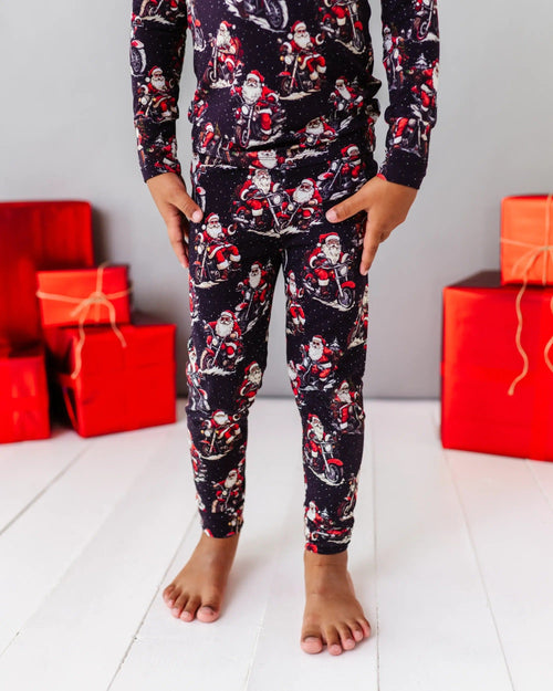 Baby Kids Bamboo Pajamas — Clausin' Trouble Two-Piece Pajama Set — Image 25