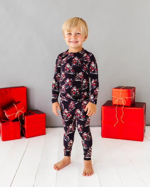 Baby Kids Bamboo Pajamas — Clausin' Trouble Two-Piece Pajama Set — Image 18