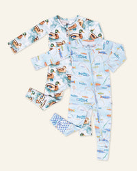 Baby Kids Bamboo Pajamas — Gone Fishin' Convertible Romper Bundle — Image 1