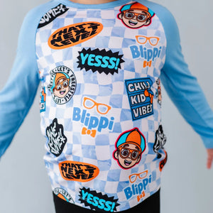 Bums & Roses - Baby & Kids Bamboo Pajamas - Blippi™ Chill Kid Vibes Long Sleeve Raglan T-Shirt - Image 1