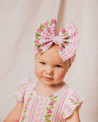 Baby Kids Bamboo Pajamas — Bowquet of Roses Biggie Bow — Image 1